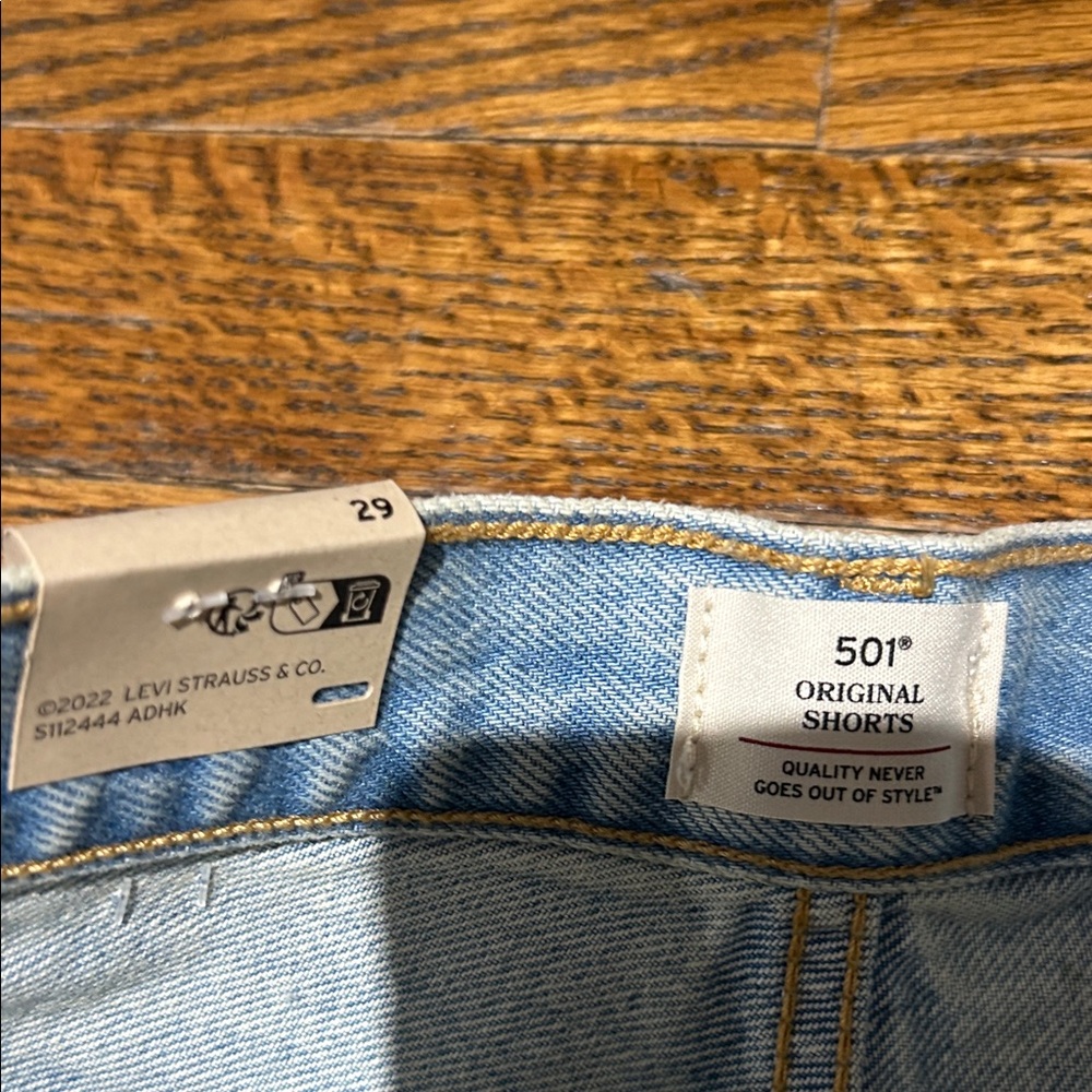 Levi's Women's Distressed Light Blue Jean Shorts - Picture 3 of 7